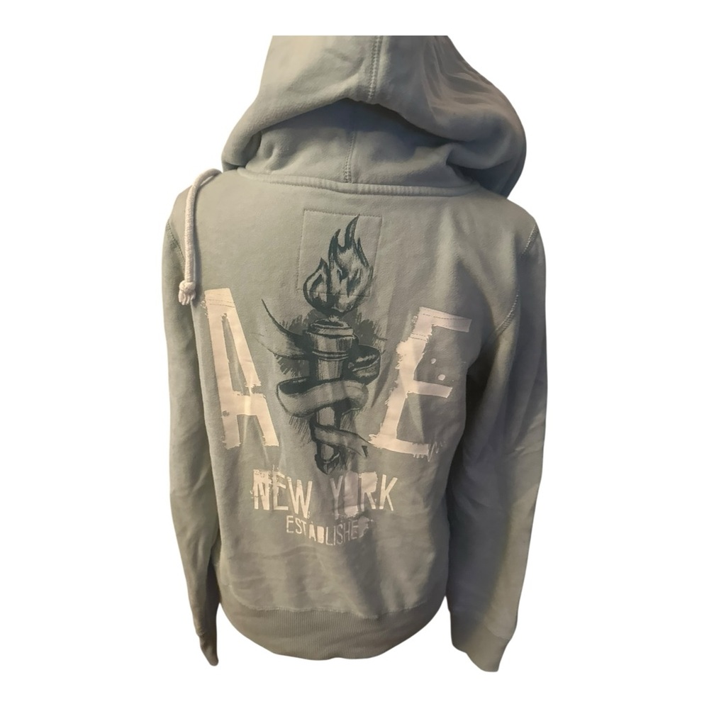 Girls American Eagle Full Zip Mint Green Hooded Sweatshirt – Size M - Picture 8 of 12